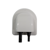 Top view of the white ABS plastic housing for solar cable entry