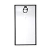 Rear view of solar panel showing white backsheet, IP68 junction box and cables