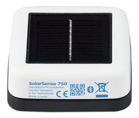 Front view of square solar monitor showing sensor cell and product labels