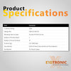Product specifications table for Exotronic 300A busbar listing voltage and current ratings