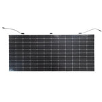 Front view of Sunman eArc 430W flexible solar panel with visible solar cells and triple junction boxes