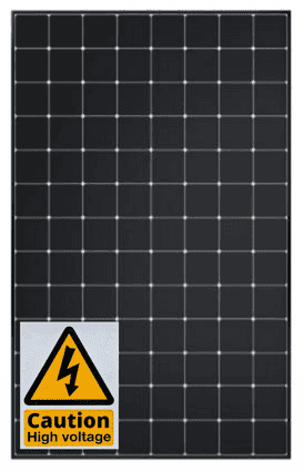 Front view of SunPower Maxeon 3 410W all-black solar panel featuring 112 monocrystalline cells