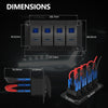Dimension diagram of 4-gang switch panel showing width 127.2mm height 68.05mm and mounting spacing