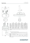Technical diagram and size chart for DS21 series cable seals