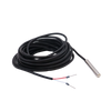 Angled view of coiled temperature sensor cable showing probe and connection wires