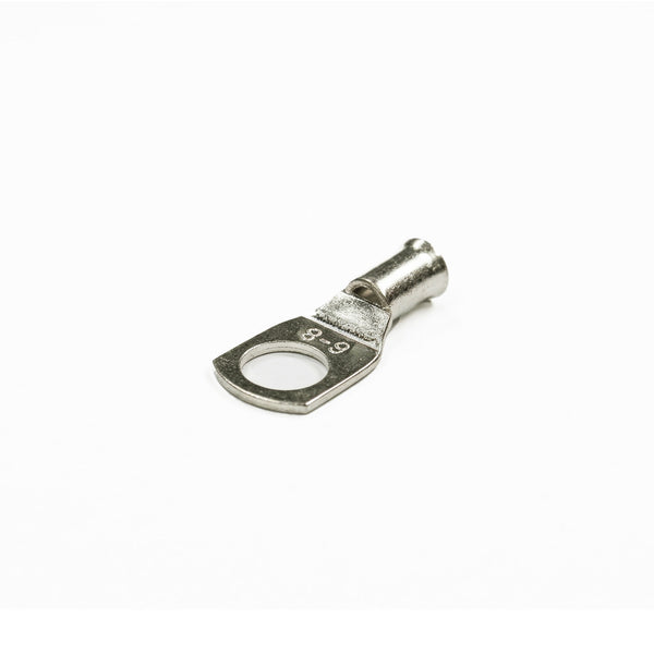 Sealed bag of ten 6mm² tinned copper bellmouth lugs with M8 stud hole label