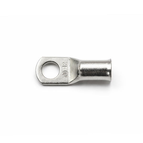 Top-down view of 70mm² M12 copper lug with size identification markings