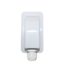 Top-down view of white cable entry cover showing smooth aerodynamic housing