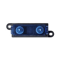 Top-down view of assembled fuse holder looking through the transparent blue cover