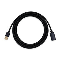 Coiled black braided USB-A male to female extension cable