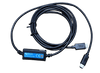 Coiled 1.8m black interface cable with an inline converter connecting a VE.Direct plug to a USB-C connector