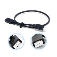 Close up of Coiled 0.3m black VE.Direct cable with 4-pin white connectors