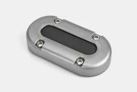 Empty aluminium vertical multi cable seal showing the internal rubber bung and mounting holes