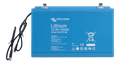 Front view of Victron 12.8V 100Ah Smart LiFePO4 Lithium Battery with external BMS cables