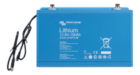 Front view of Victron 12.8V 100Ah Smart LiFePO4 Lithium Battery with external BMS cables