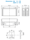 Technical dimensional drawing of Victron 12V 130Ah AGM battery in millimetres