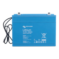 Front view of Victron 12.8V 180Ah Smart LiFePO4 battery with integrated BMS cables