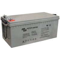 Victron 12V 220Ah gel deep cycle battery with grey casing and integrated rope carry handles