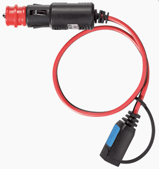 12V cigarette lighter plug adapter with red and black cable for IP65 battery chargers