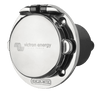 Victron 16A stainless steel shore power inlet with closed protective cover at an angle