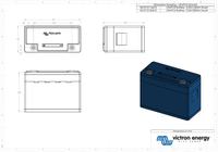 Engineering dimension drawing of Victron 12V 180Ah lithium battery