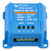Angled view of 24V to 12V DC-DC converter showing terminal block connections