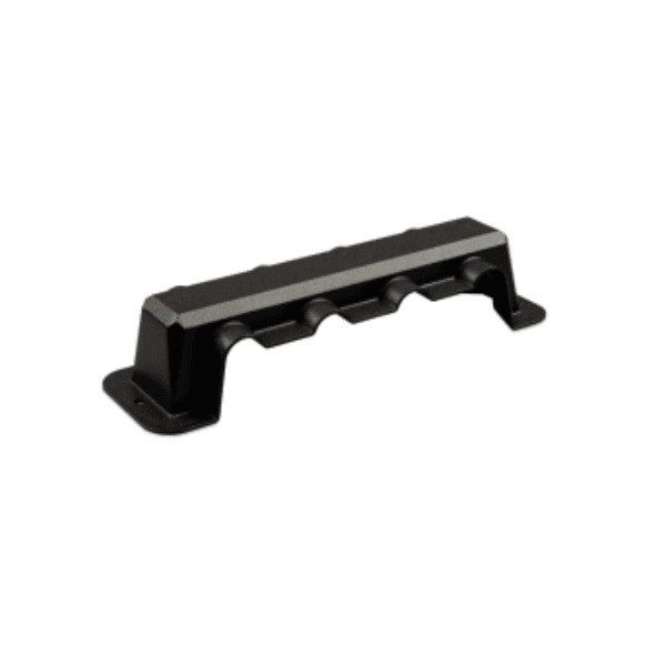 Black ABS protective cover for the Victron 250A busbar shown from an isometric angle