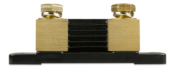 Rear view of the 300A 50mV shunt component showing the resistive element plates
