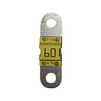 60A 58V MIDI fuse with metallic finish and circular mounting holes on a white background