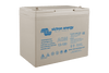 Angled perspective of the Victron 12V 100Ah AGM Super Cycle battery showing terminal placement and compact design