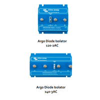 Size comparison between the Victron Argo Diode 120-2AC and the 140-3AC battery isolator models