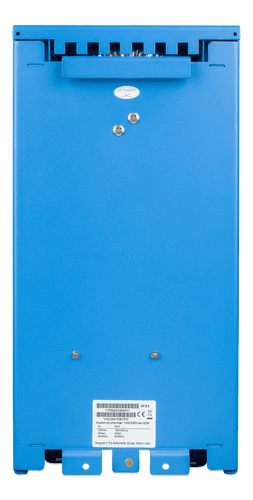 Rear view of the autotransformer with technical specification label and mounting brackets