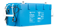 Side view of battery showing male and female M8 circular connectors for BMS communication
