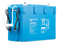 Close-up of integrated BMS communication cables on the 24V 100Ah lithium battery
