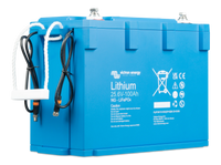 Close-up of integrated BMS communication cables on the 24V 100Ah lithium battery