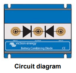 Internal circuit logic diagram for battery combining diodes