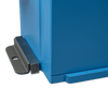 Close-up of a metal mounting bracket installed into the mounting channel of a lithium battery