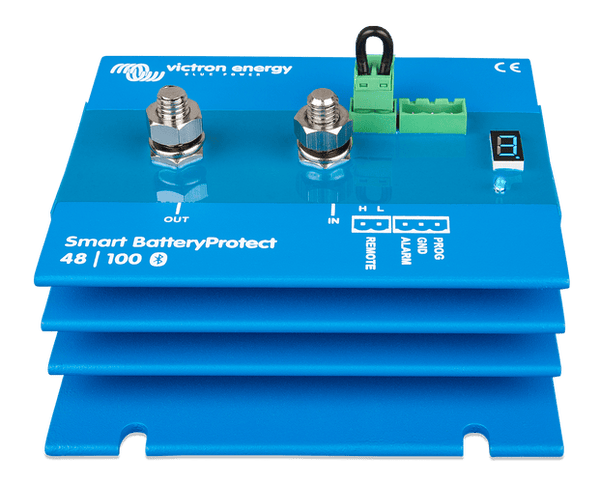 Front angled view of Victron Smart BatteryProtect showing robust heat sink fins
