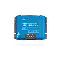 Front view of a blue Victron BlueSolar MPPT 150/45-Tr solar charge controller with status LEDs and labels