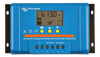 Front view of Victron BlueSolar PWM-DUO charge controller with LCD display and terminal ports