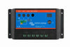 Front view of Victron 10A BlueSolar PWM-Light solar charge controller showing terminal ports, status indicators, and digital display