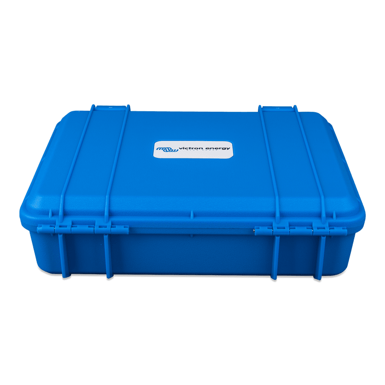Rear view of the Victron carry case showing sturdy integrated hinges