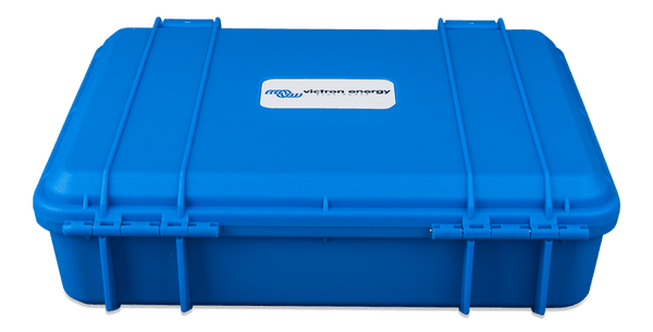 Rear view of the Victron carry case showing sturdy integrated hinges