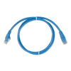 Coiled 0.3m blue Cat5e RJ45 UTP Ethernet patch cable with clear modular connectors
