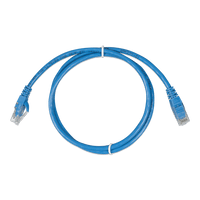 Coiled 1.8m blue Cat5e RJ45 UTP Ethernet patch cable with clear modular connectors