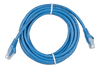 Coiled 3m blue Cat5e RJ45 UTP Ethernet patch cable with clear modular connectors