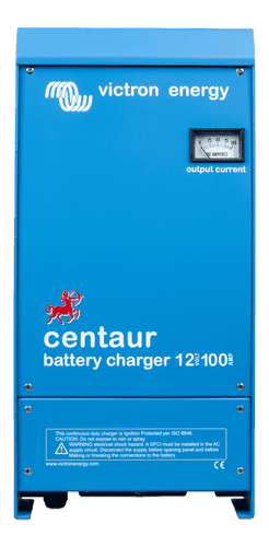 Blue Victron Centaur 12V 100A battery charger with analogue ammeter
