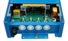 Internal view of Centaur 12/40 charger showing AC/DC terminals and configuration DIP switches