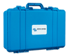 Angled perspective view of the blue Victron IP65 charger carry case