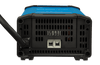 Bottom view of battery charger showing ventilation grille and DC output terminals